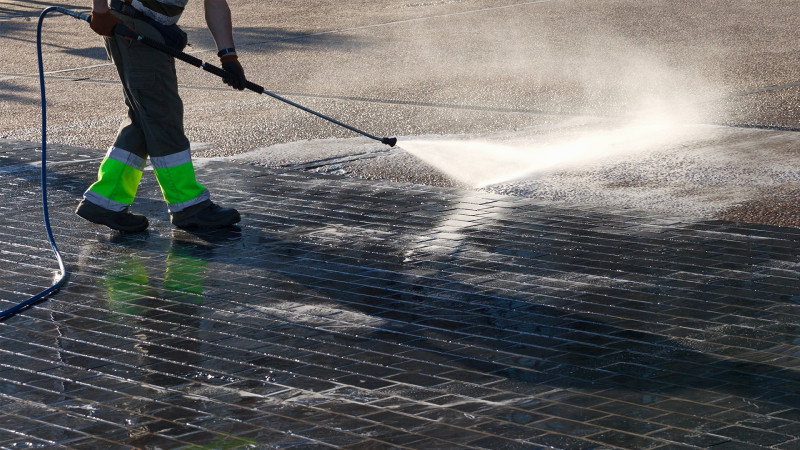 Pressure washing and exterior cleaning services in Hampton Roads to restore building surfaces and walkways.
